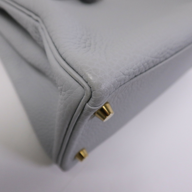 HERMES Togo皮革Kelly 28金扣手挽肩背兩用袋Blue Pale-11