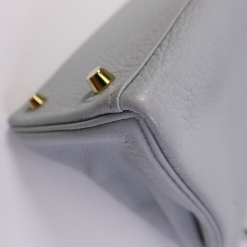 HERMES Togo皮革Kelly 28金扣手挽肩背兩用袋Blue Pale-12