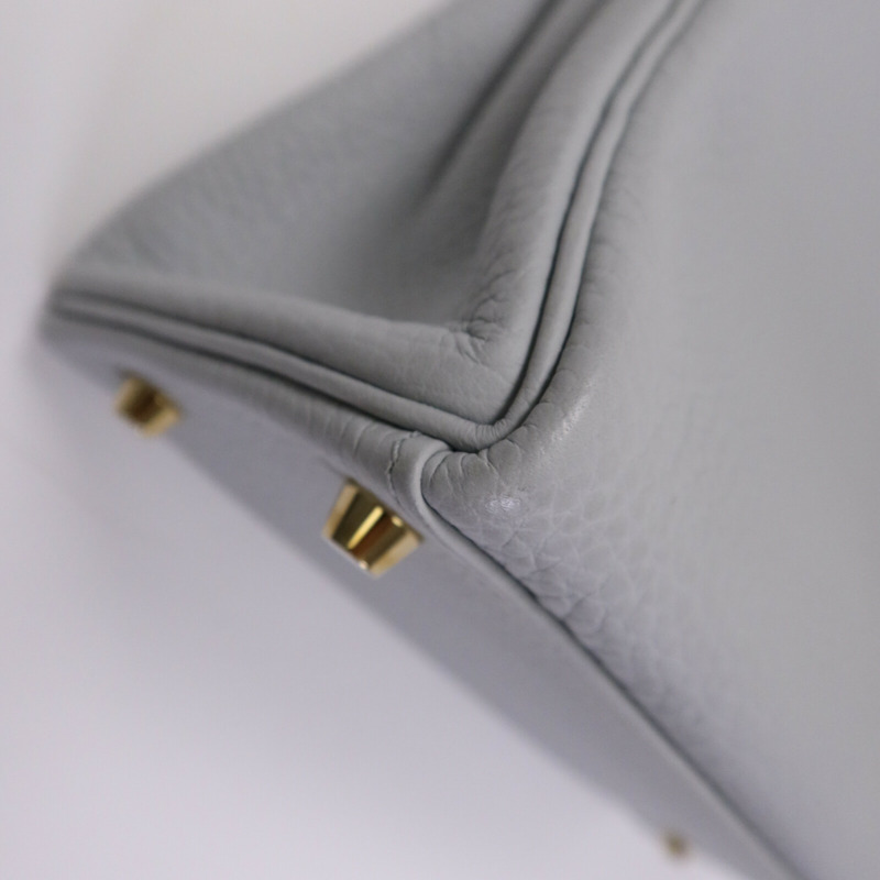 HERMES Togo皮革Kelly 28金扣手挽肩背兩用袋Blue Pale-13