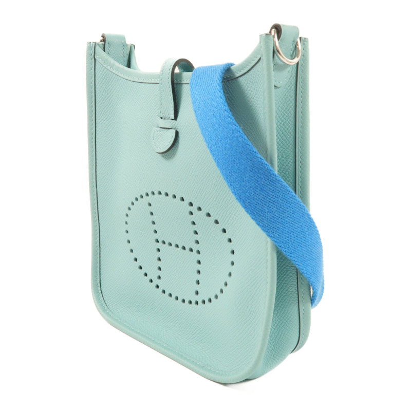 HERMES Epsom皮革Evelyne TPM銀扣肩背袋Bleu Atoll-2