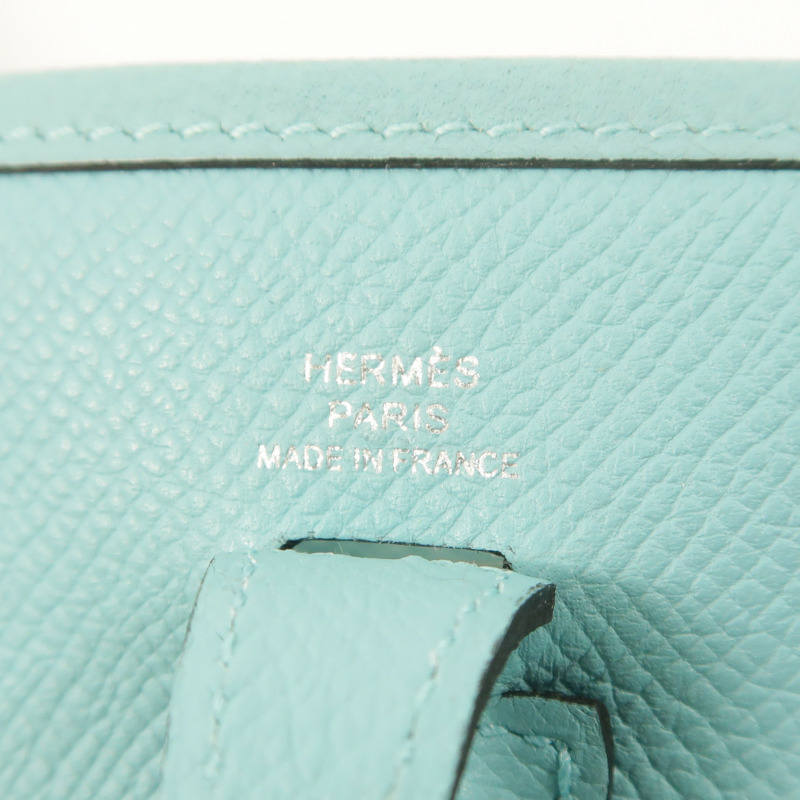 HERMES Epsom皮革Evelyne TPM銀扣肩背袋Bleu Atoll-5
