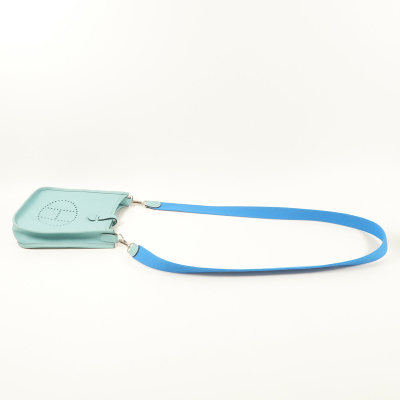 HERMES Epsom皮革Evelyne TPM銀扣肩背袋Bleu Atoll-7