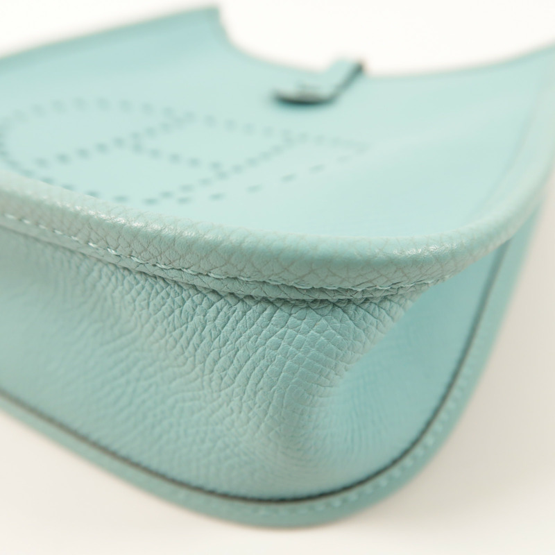 HERMES Epsom皮革Evelyne TPM銀扣肩背袋Bleu Atoll-9