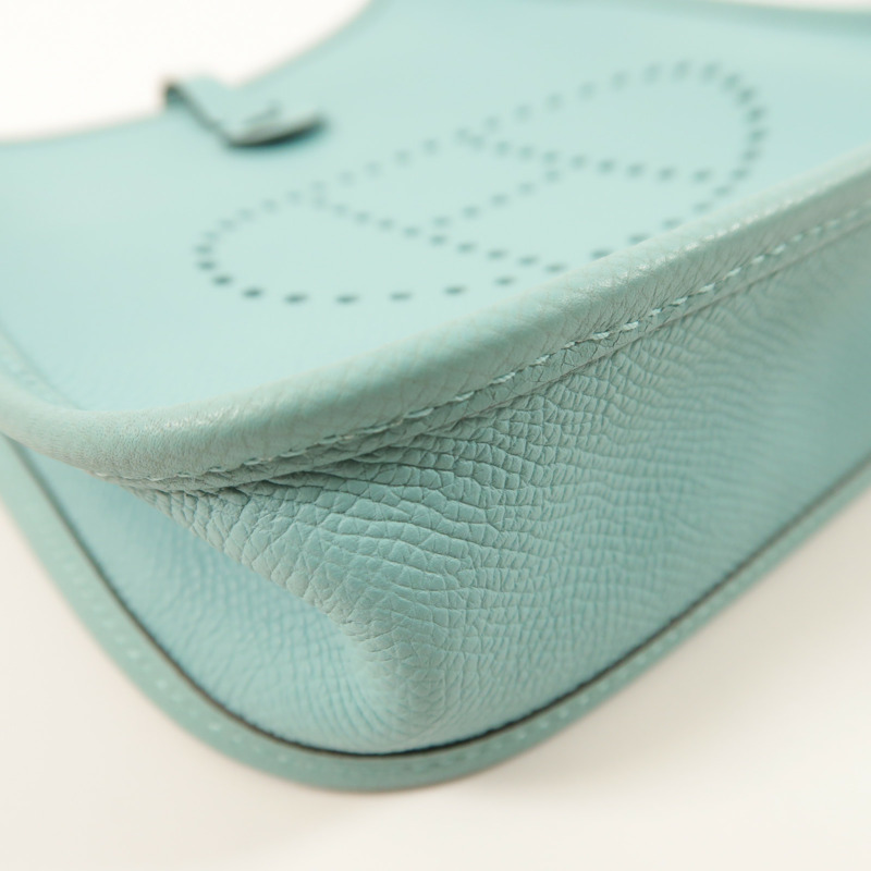 HERMES Epsom皮革Evelyne TPM銀扣肩背袋Bleu Atoll-10