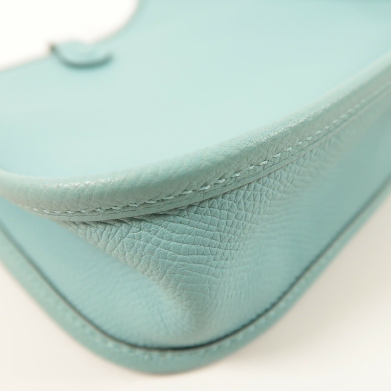 HERMES Epsom皮革Evelyne TPM銀扣肩背袋Bleu Atoll-12