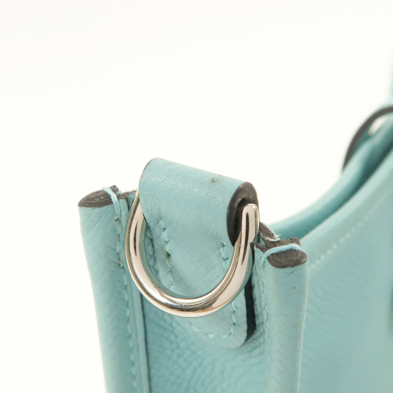 HERMES Epsom皮革Evelyne TPM銀扣肩背袋Bleu Atoll-15