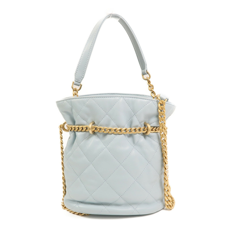 CHANEL 羊皮皮革Bucket Bag金扣鏈帶手挽肩背兩用袋-1