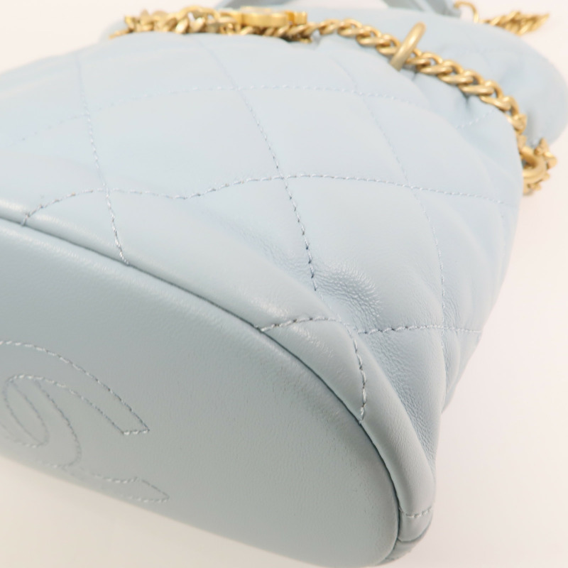 CHANEL 羊皮皮革Bucket Bag金扣鏈帶手挽肩背兩用袋-11