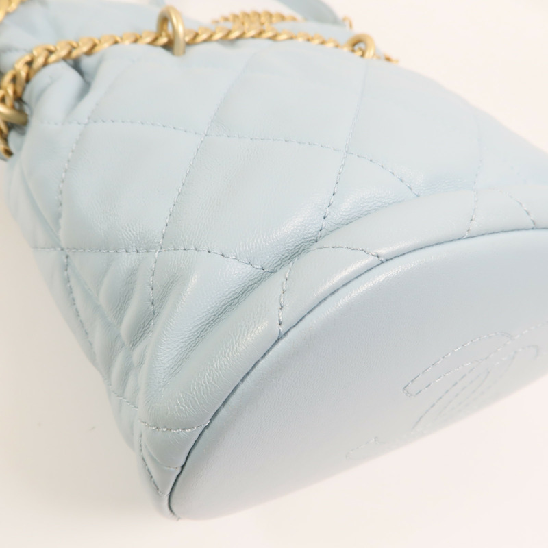 CHANEL 羊皮皮革Bucket Bag金扣鏈帶手挽肩背兩用袋-14