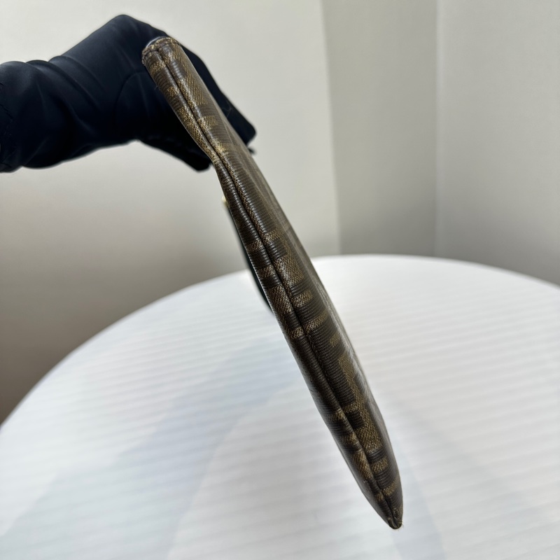 芬迪/Fendi Zucca棕色塗層帆布FF手拿包-3