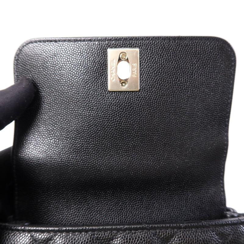 CHANEL 牛皮皮革Mirco Coco Handle金扣鏈帶手挽肩背兩用袋-14