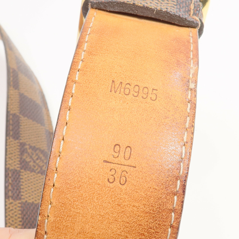 LOUIS VUITTON Damier Ceinture Ellipse金扣皮帶-5