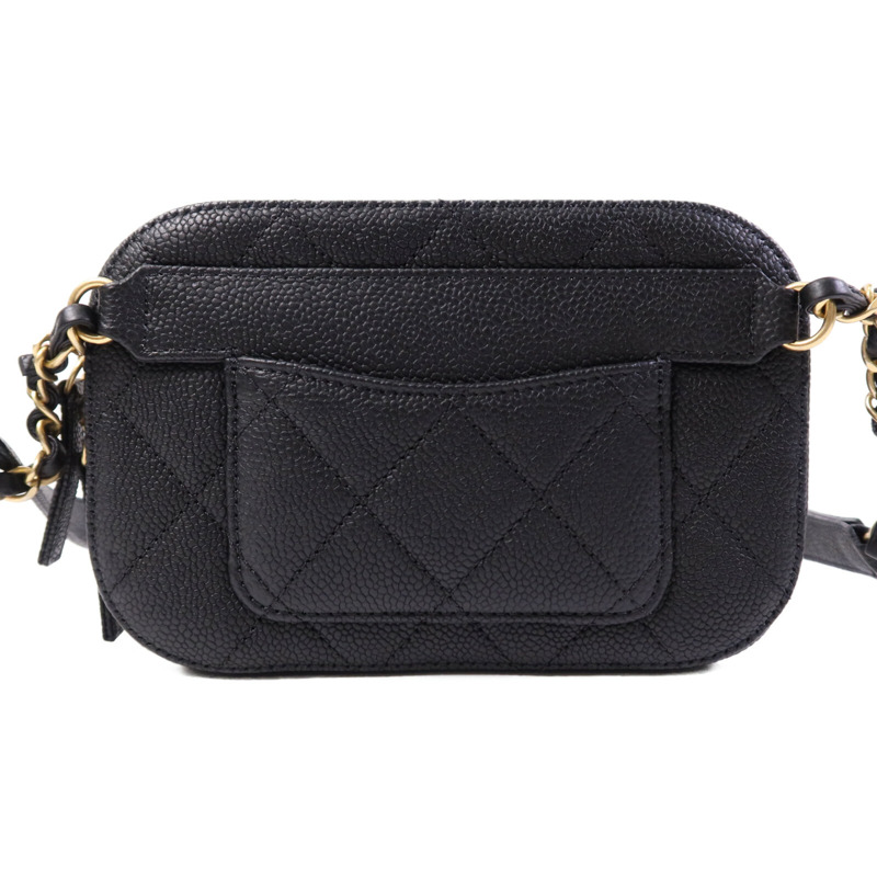 CHANEL 牛皮皮革Waist Bag金扣腰包-1