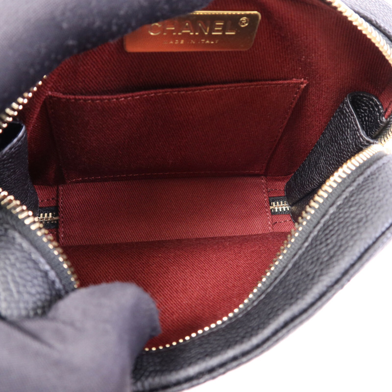 CHANEL 牛皮皮革Waist Bag金扣腰包-4