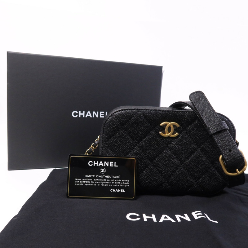 CHANEL 牛皮皮革Waist Bag金扣腰包-8