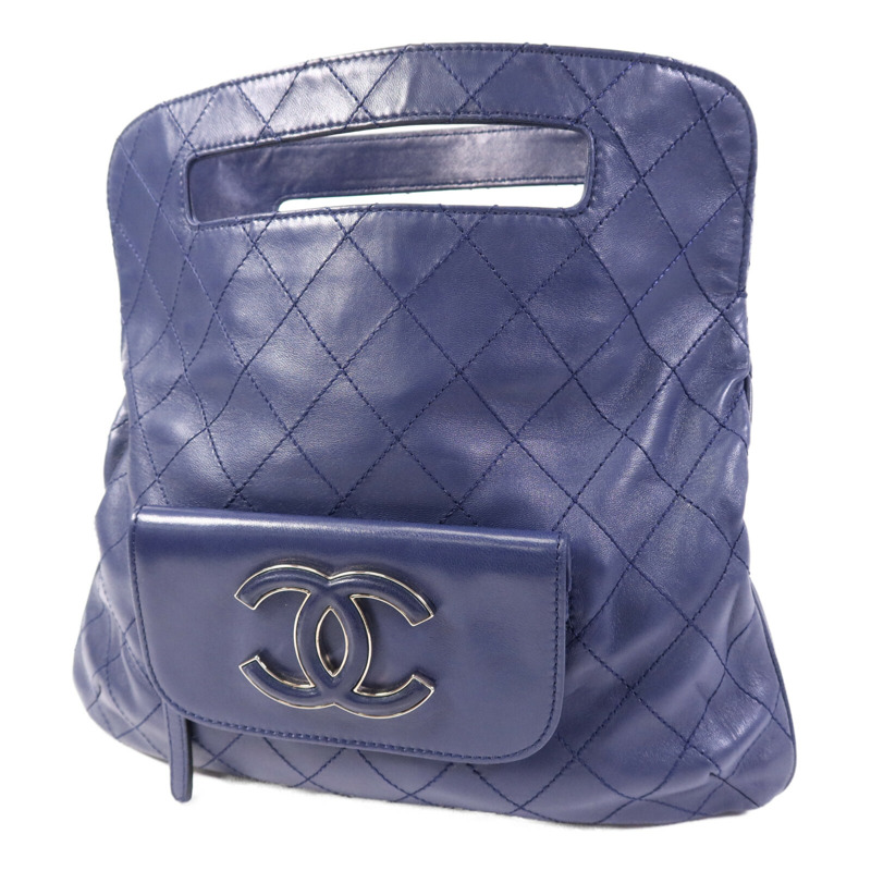 CHANEL 羊皮皮革Hang Bag銀扣手挽袋-2