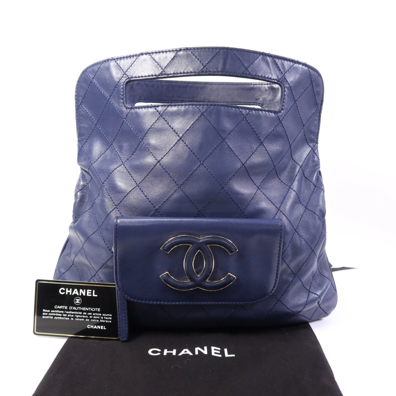 CHANEL 羊皮皮革Hang Bag銀扣手挽袋-8