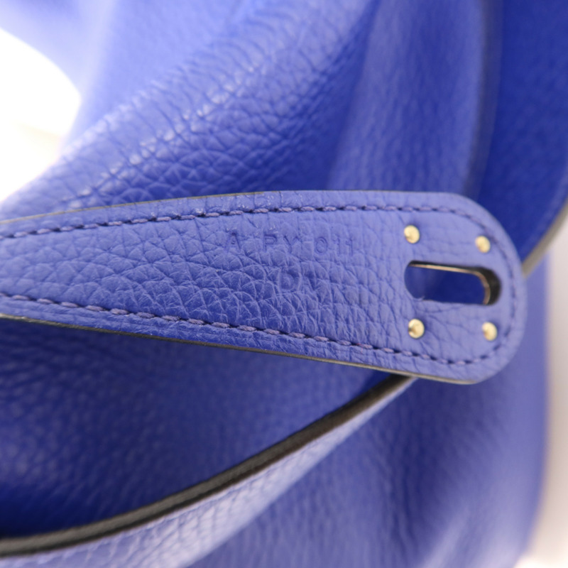 HERMES Clemence皮革Lindy 26銀扣手挽肩背兩用袋Bleu Electrique-7