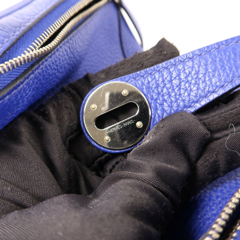 HERMES Clemence皮革Lindy 26銀扣手挽肩背兩用袋Bleu Electrique-8