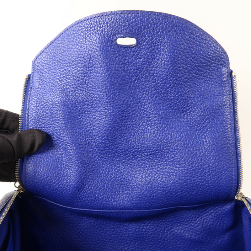 HERMES Clemence皮革Lindy 26銀扣手挽肩背兩用袋Bleu Electrique-14