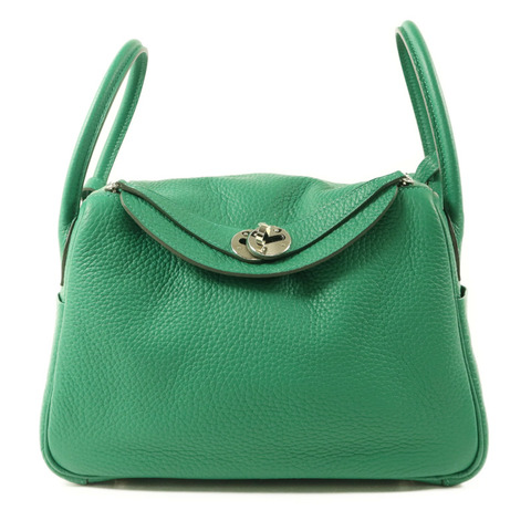 HERMES Clemence皮革Lindy 26銀扣手挽肩背兩用袋Vert Vertigo