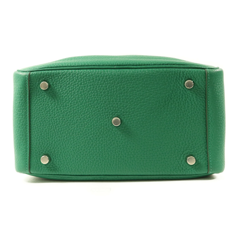 HERMES Clemence皮革Lindy 26銀扣手挽肩背兩用袋Vert Vertigo-3
