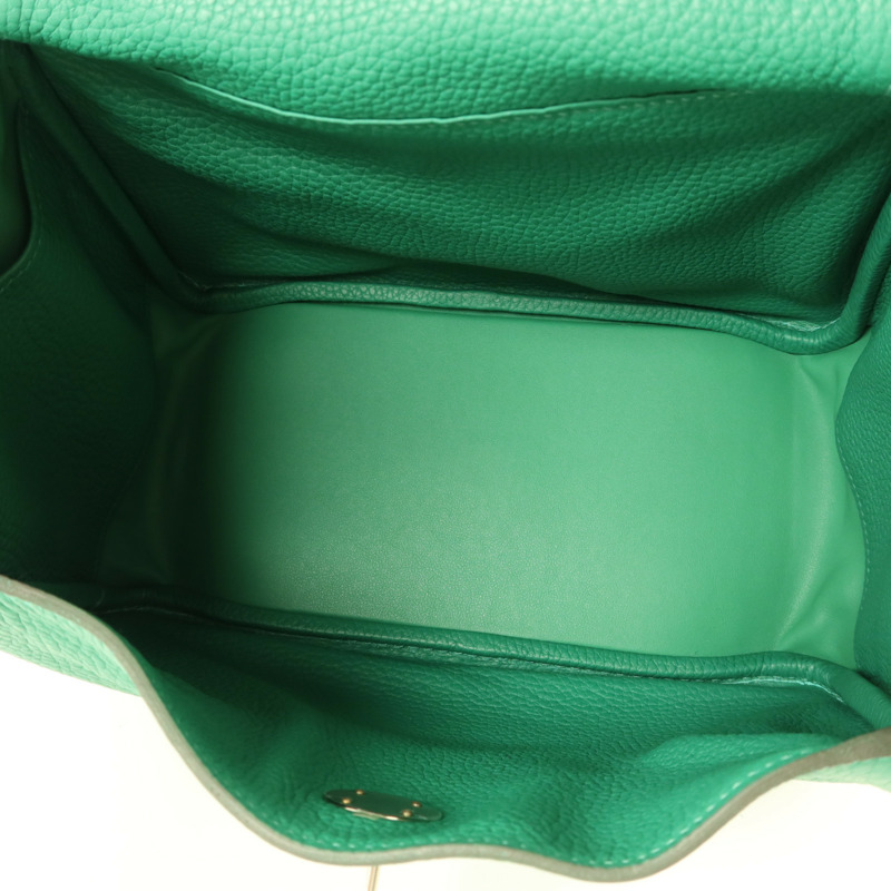 HERMES Clemence皮革Lindy 26銀扣手挽肩背兩用袋Vert Vertigo-5