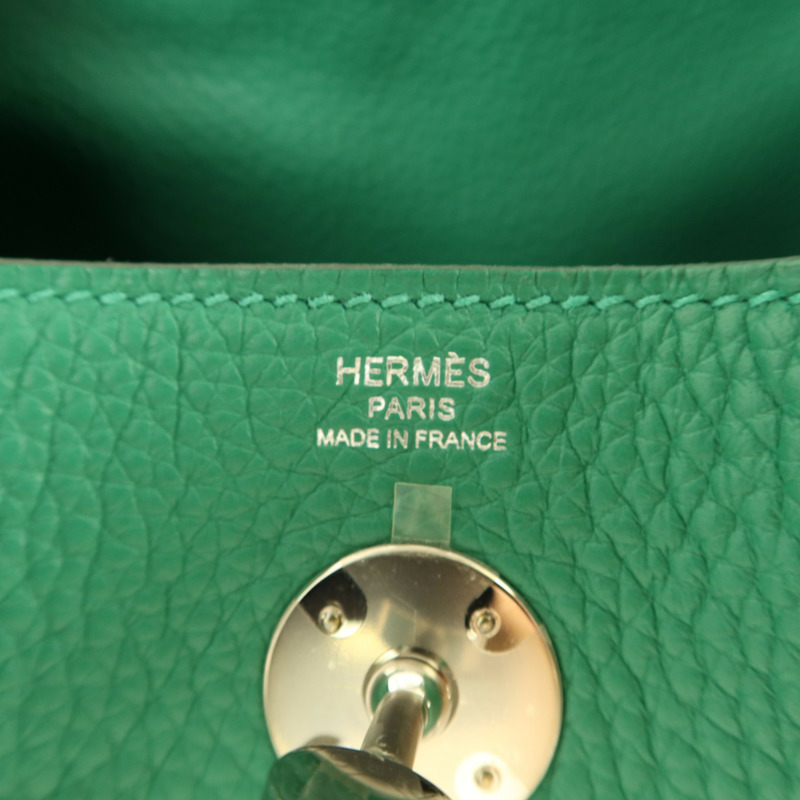 HERMES Clemence皮革Lindy 26銀扣手挽肩背兩用袋Vert Vertigo-6