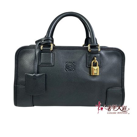 *奢華大道國際精品*【LW224】LOEWE黑色牛皮 AMAZONA 28CM 手提包-0