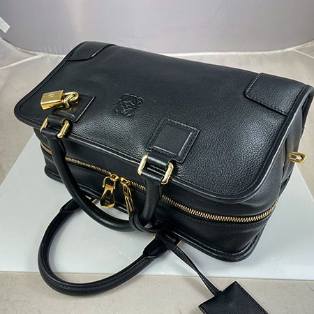 *奢華大道國際精品*【LW224】LOEWE黑色牛皮 AMAZONA 28CM 手提包-2