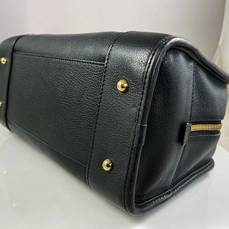 *奢華大道國際精品*【LW224】LOEWE黑色牛皮 AMAZONA 28CM 手提包-5