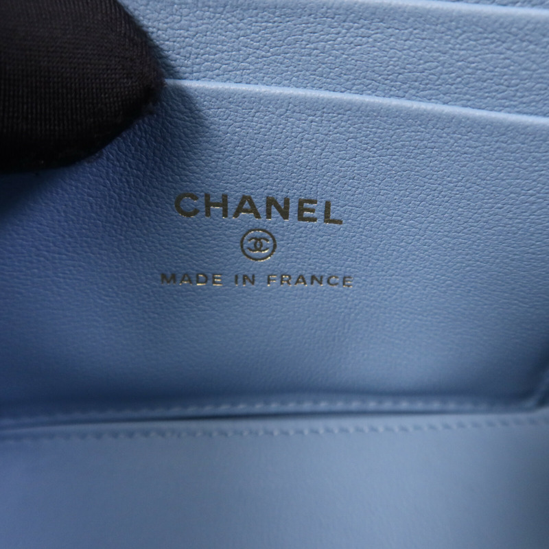 CHANEL 牛皮皮革Vanity Case銀扣鏈帶手挽肩背兩用袋-5