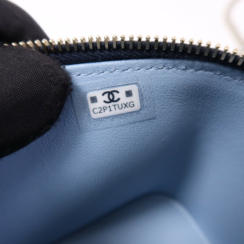 CHANEL 牛皮皮革Vanity Case銀扣鏈帶手挽肩背兩用袋-7