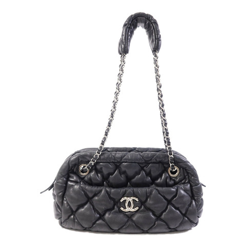 CHANEL 羊皮皮革Chain Shoulder銀扣鏈帶肩背袋