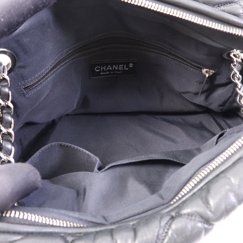 CHANEL 羊皮皮革Chain Shoulder銀扣鏈帶肩背袋-4