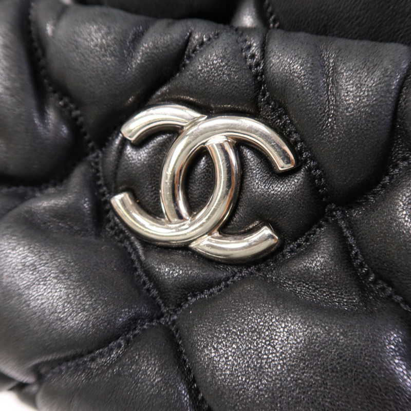 CHANEL 羊皮皮革Chain Shoulder銀扣鏈帶肩背袋-6