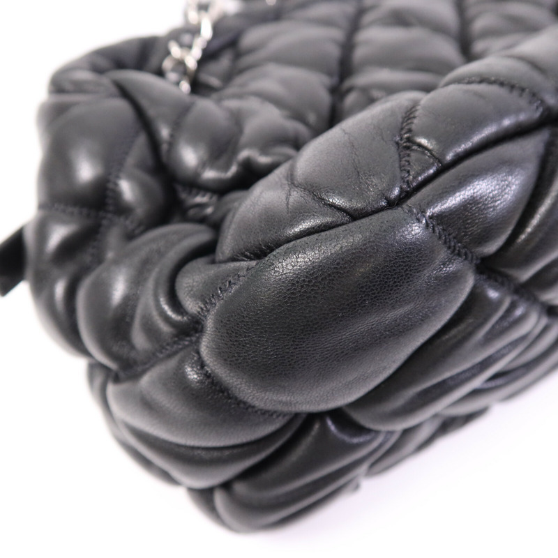 CHANEL 羊皮皮革Chain Shoulder銀扣鏈帶肩背袋-9