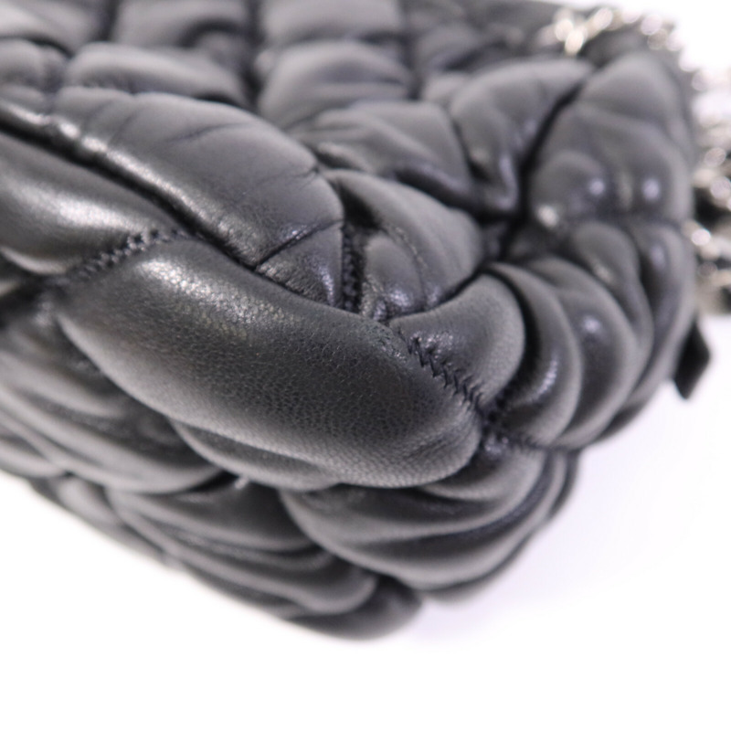 CHANEL 羊皮皮革Chain Shoulder銀扣鏈帶肩背袋-10