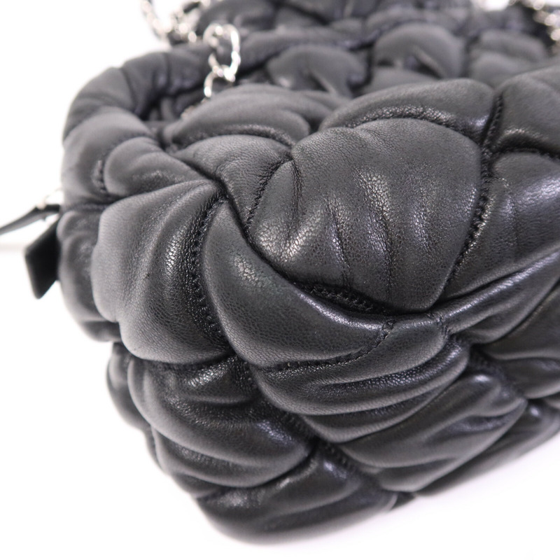 CHANEL 羊皮皮革Chain Shoulder銀扣鏈帶肩背袋-11