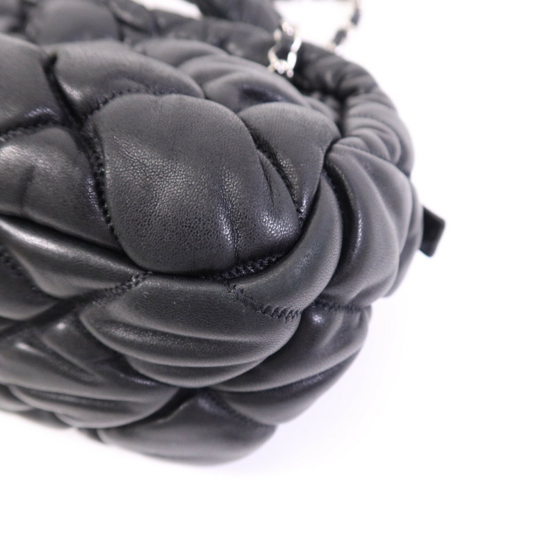 CHANEL 羊皮皮革Chain Shoulder銀扣鏈帶肩背袋-12