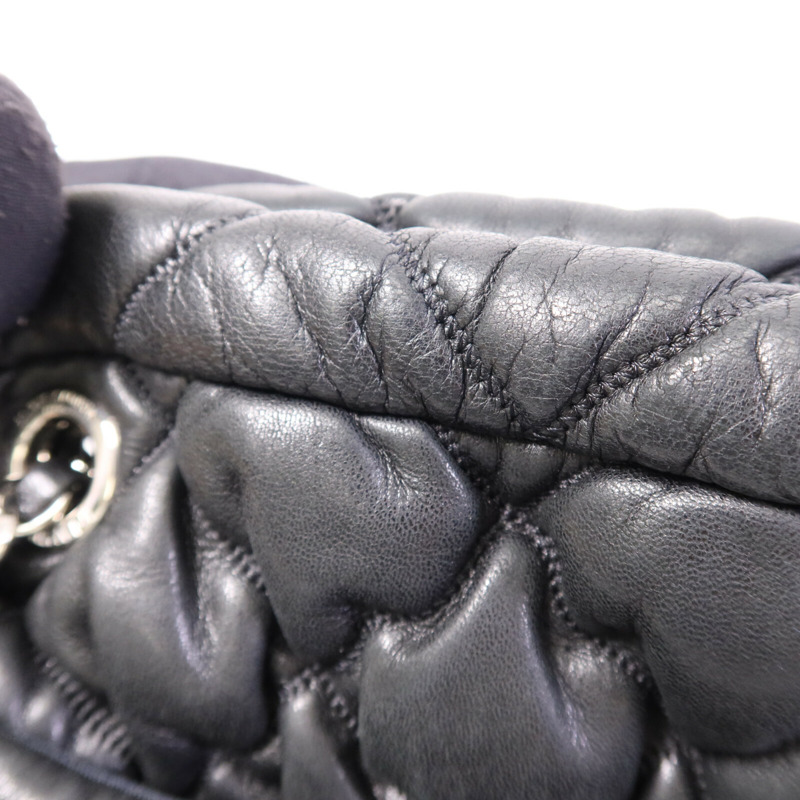 CHANEL 羊皮皮革Chain Shoulder銀扣鏈帶肩背袋-14