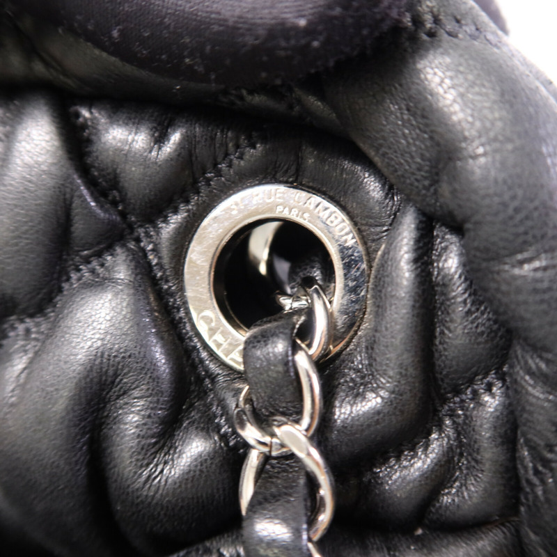 CHANEL 羊皮皮革Chain Shoulder銀扣鏈帶肩背袋-17