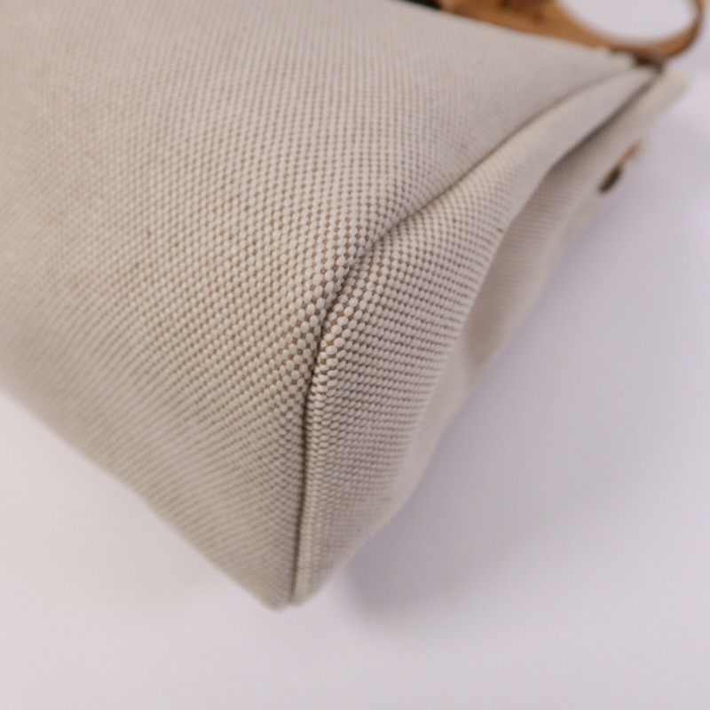 HERMES 帆布Herbag PM手挽肩背銀扣兩用袋Black/Beige-9