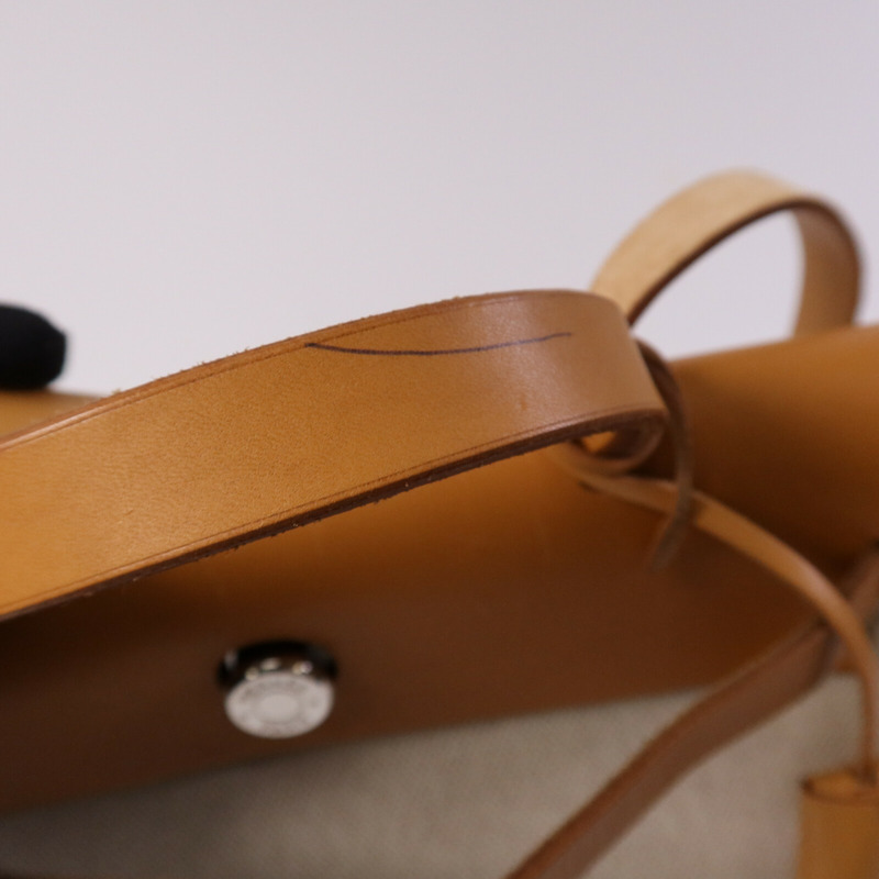 HERMES 帆布Herbag PM手挽肩背銀扣兩用袋Black/Beige-15