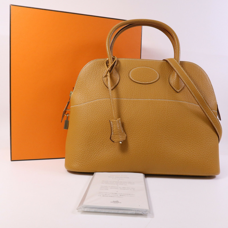 HERMES Togo皮革Bolide 31金扣手挽肩背兩用袋Gold-10