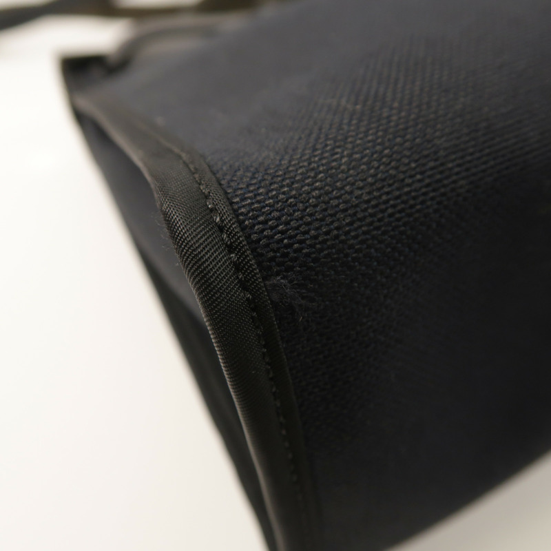 HERMES 帆布牛皮皮革Herbag PM銀扣手挽肩背兩用袋Noir-10