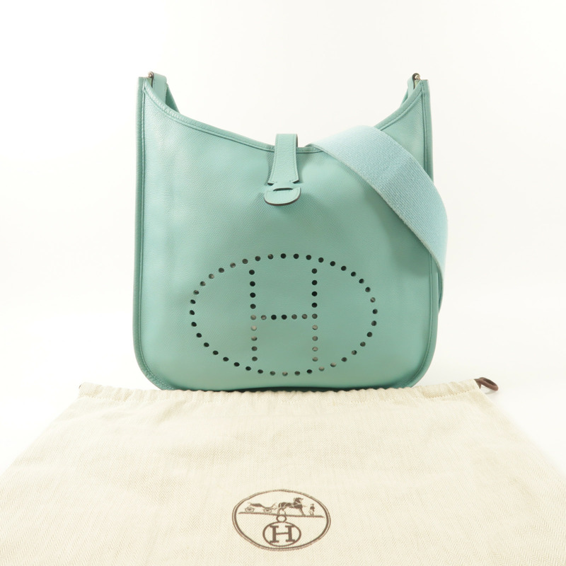HERMES Epsom皮革Evelyne GM銀扣肩背袋-9