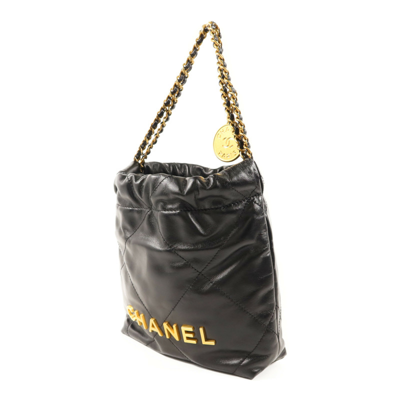 CHANEL 羊皮皮革Mini 22金扣手挽肩背兩用袋-2