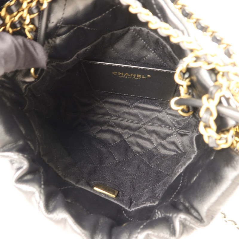 CHANEL 羊皮皮革Mini 22金扣手挽肩背兩用袋-4