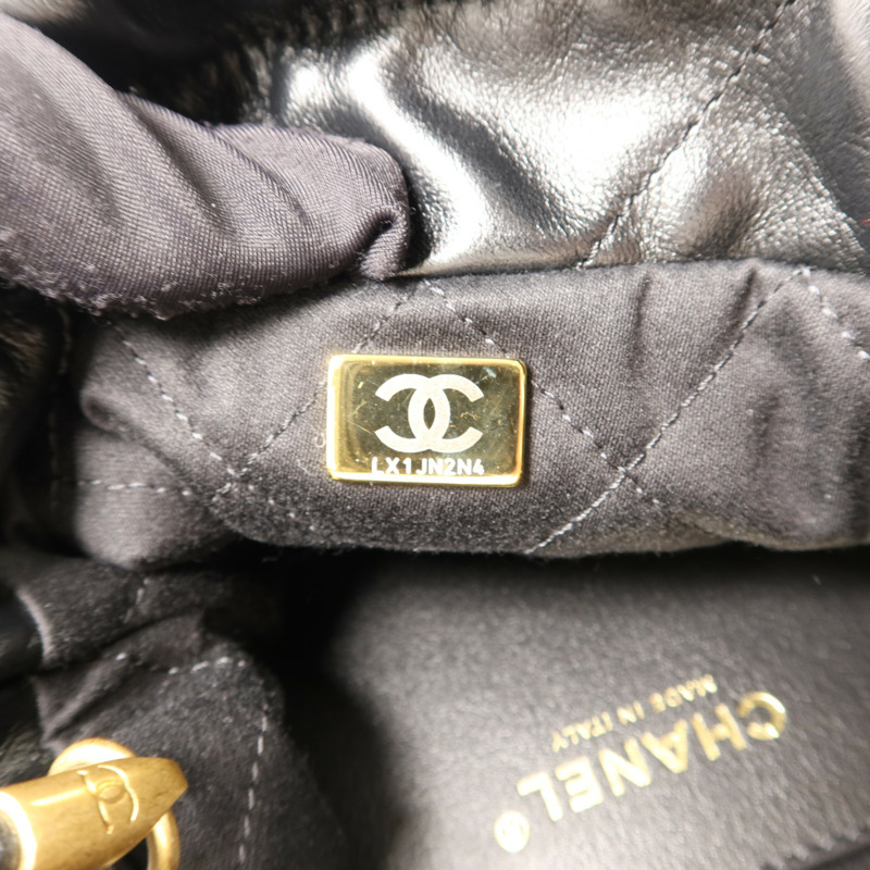 CHANEL 羊皮皮革Mini 22金扣手挽肩背兩用袋-6